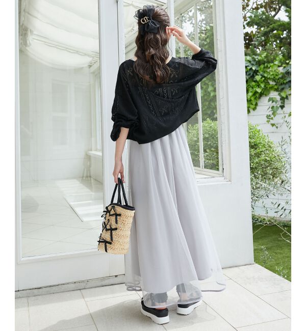 MAJESTICLEGON「リボン透かし編みカーディガン」|カーディガン|