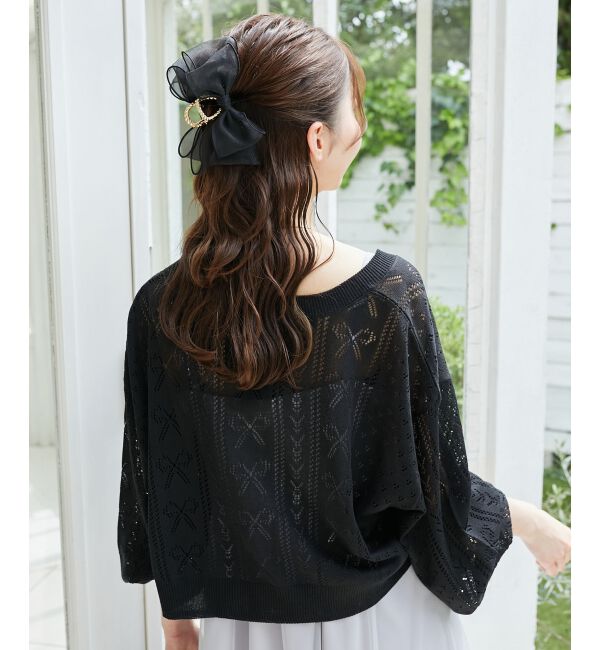 MAJESTICLEGON「リボン透かし編みカーディガン」|カーディガン|