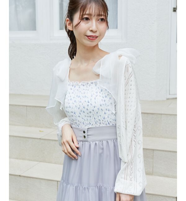 MAJESTICLEGON「リボン透かし編みカーディガン」|カーディガン|