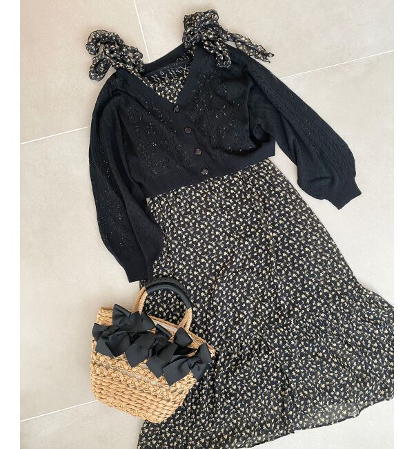 MAJESTICLEGON「リボン透かし編みカーディガン」|カーディガン|