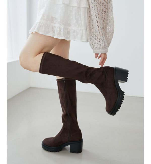 MAJESTICLEGON「盛れるストレッチロングブーツ」|ロングブーツ|ブラウン柄