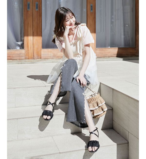  「シアーギャザーサンダル」|サンダル|