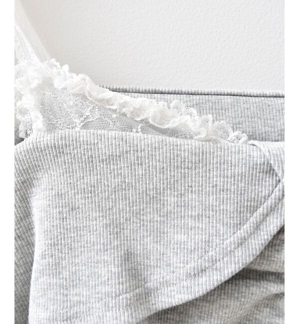  「肩リボンレースドッキングトップス」|Tシャツ・カットソー|