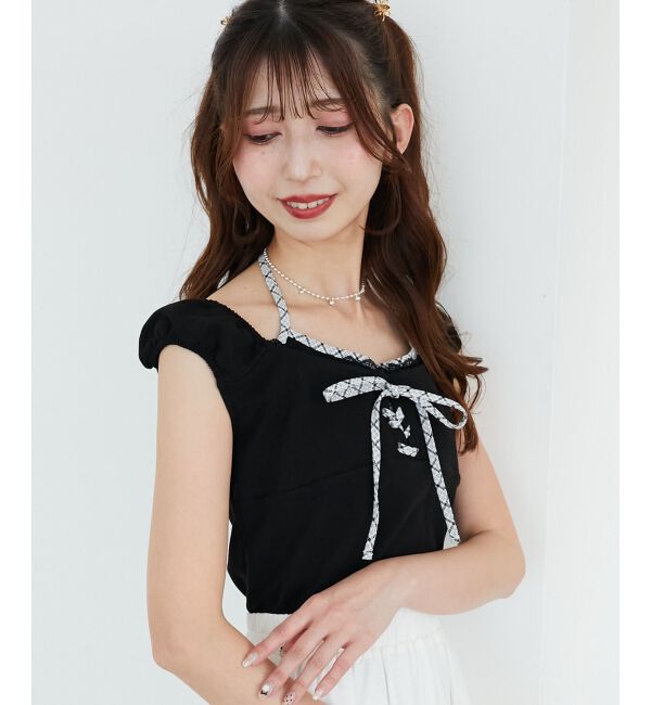  「配色ホルターネックトップス」|Tシャツ・カットソー|