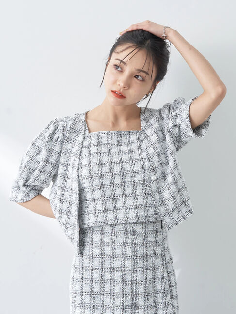 earth music&ecology「SET2点　カットソーツィードアンサンブル」|カーディガン|