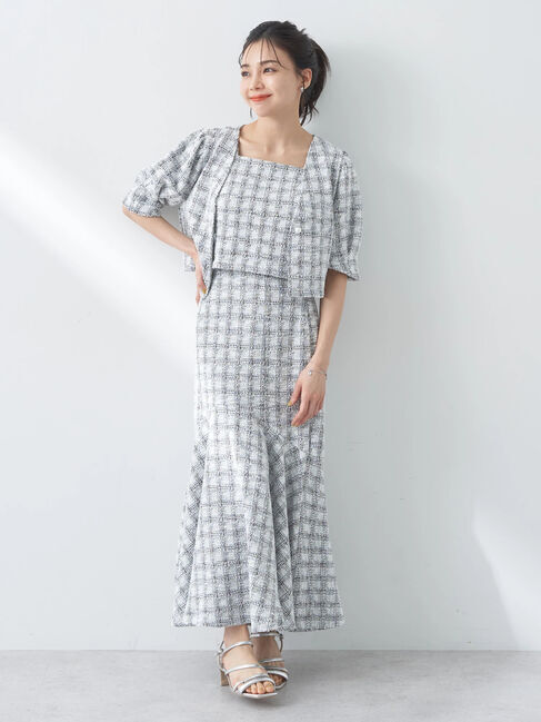 earth music&ecology「SET2点　カットソーツィードアンサンブル」|カーディガン|