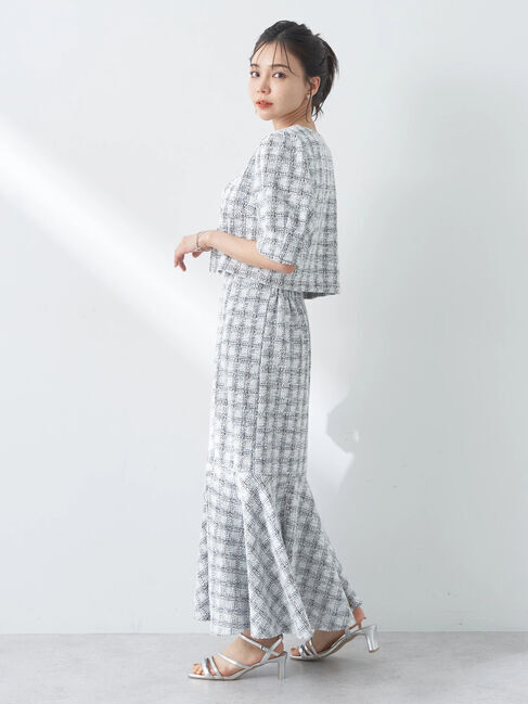 earth music&ecology「SET2点　カットソーツィードアンサンブル」|カーディガン|