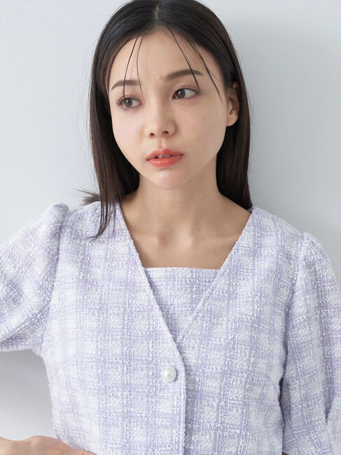 earth music&ecology「SET2点　カットソーツィードアンサンブル」|カーディガン|