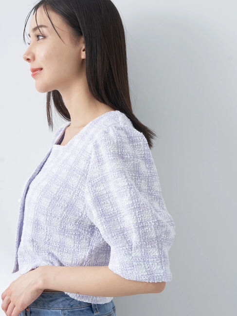 earth music&ecology「SET2点　カットソーツィードアンサンブル」|カーディガン|