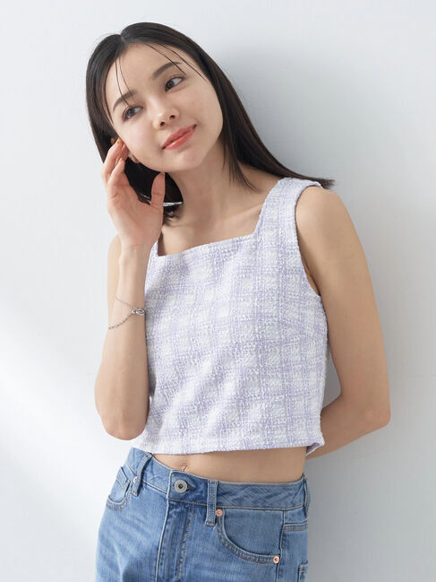 earth music&ecology「SET2点　カットソーツィードアンサンブル」|カーディガン|