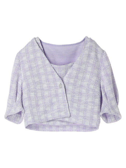 earth music&ecology「SET2点　カットソーツィードアンサンブル」|カーディガン|