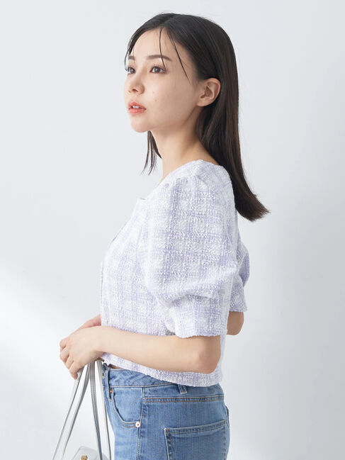 earth music&ecology「SET2点　カットソーツィードアンサンブル」|カーディガン|