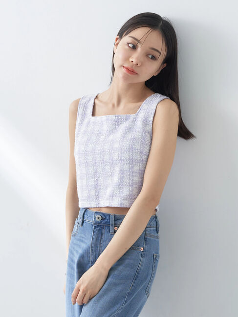 earth music&ecology「SET2点　カットソーツィードアンサンブル」|カーディガン|