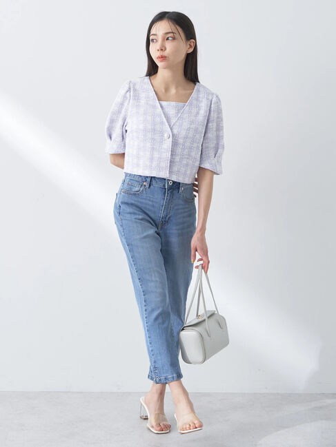 earth music&ecology「SET2点　カットソーツィードアンサンブル」|カーディガン|