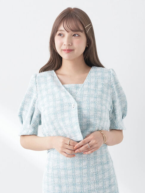 earth music&ecology「SET2点　カットソーツィードアンサンブル」|カーディガン|