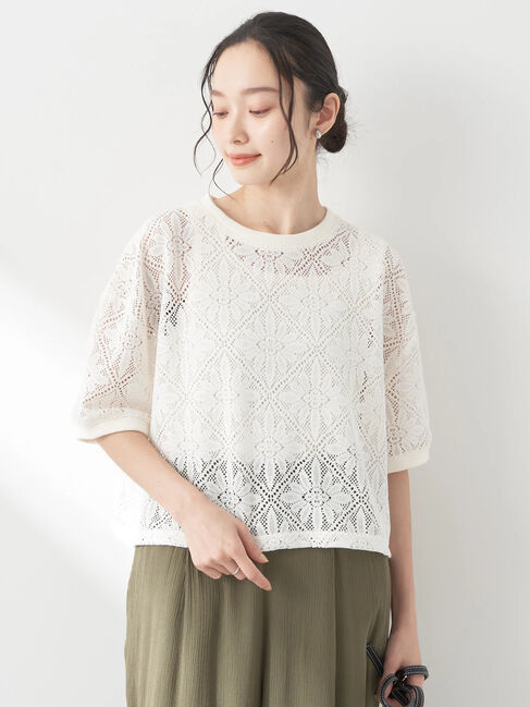 earth music&ecology「レースプルオーバー」|Tシャツ・カットソー|Ivory