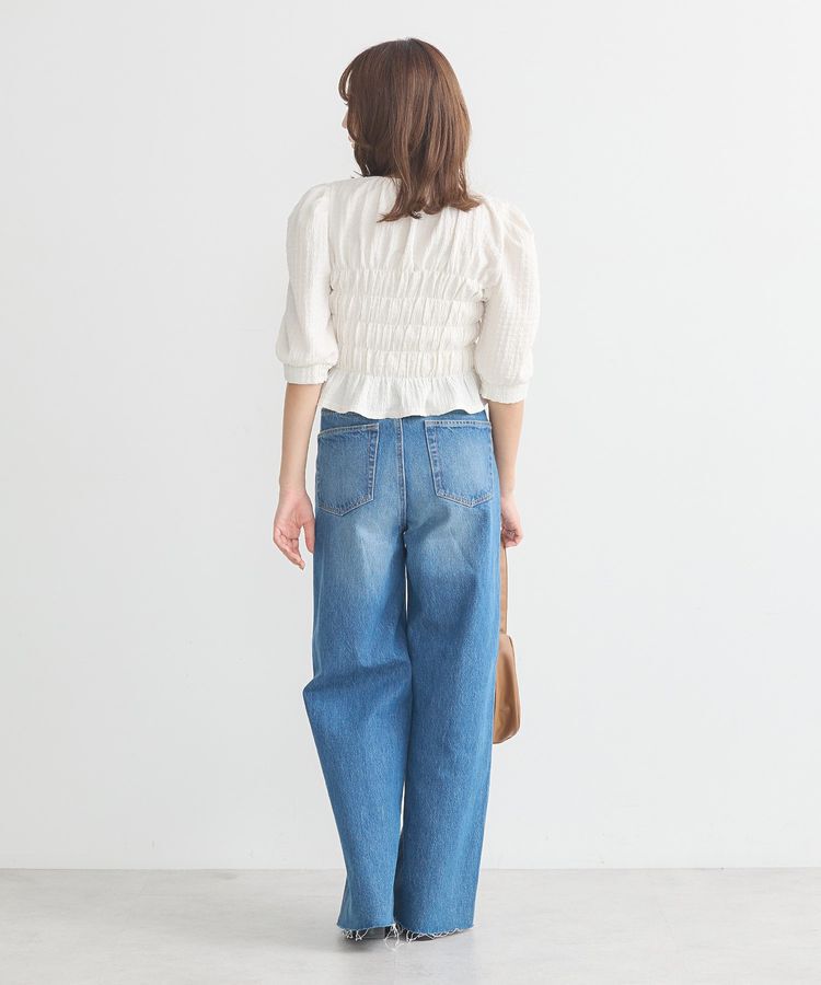 earth music&ecology「セルフカットワイドデニムパンツ」|デニム|