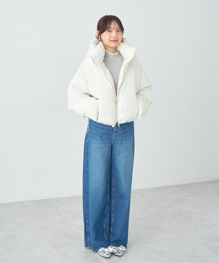 earth music&ecology「セルフカットワイドデニムパンツ」|デニム|