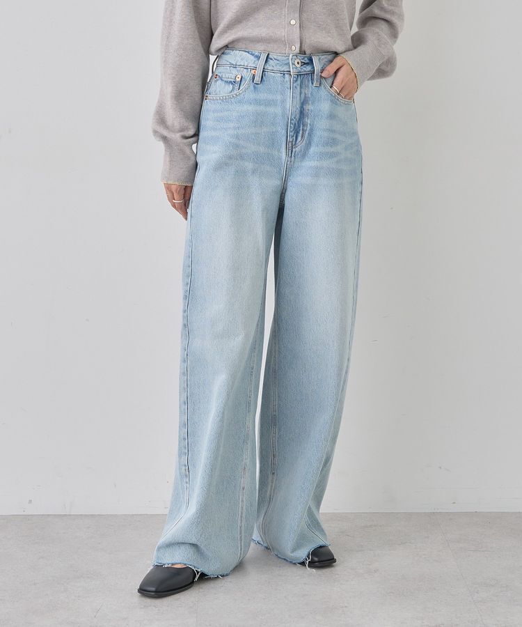 earth music&ecology「セルフカットワイドデニムパンツ」|デニム|