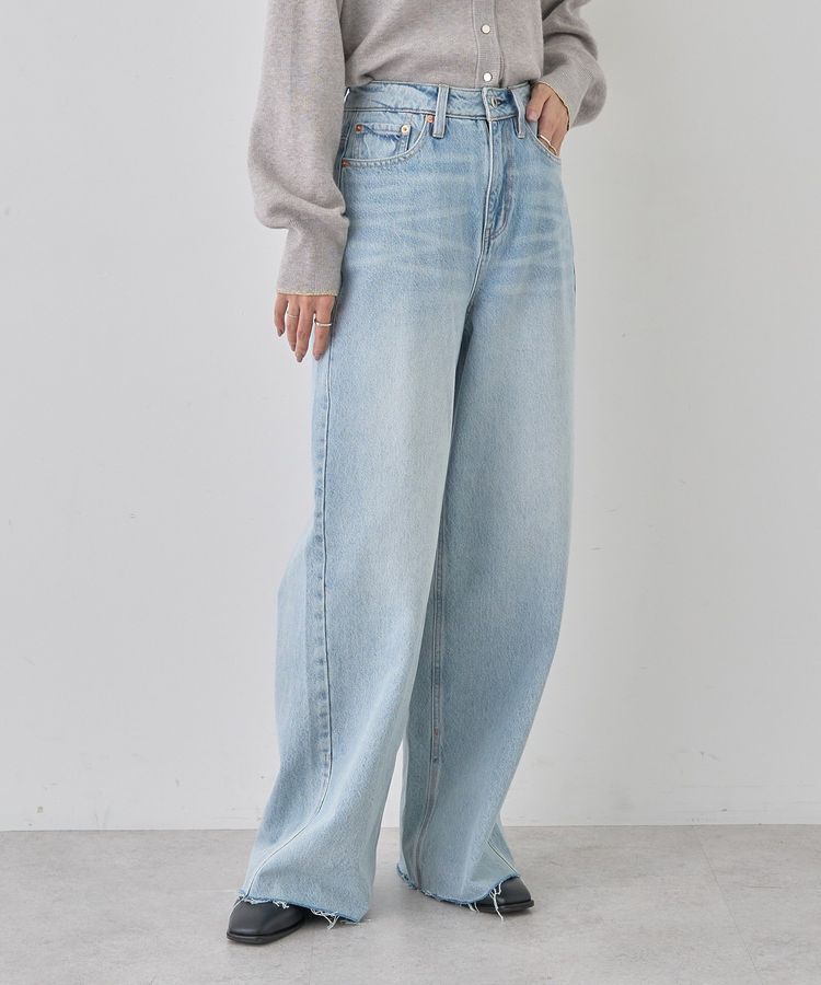 earth music&ecology「セルフカットワイドデニムパンツ」|デニム|