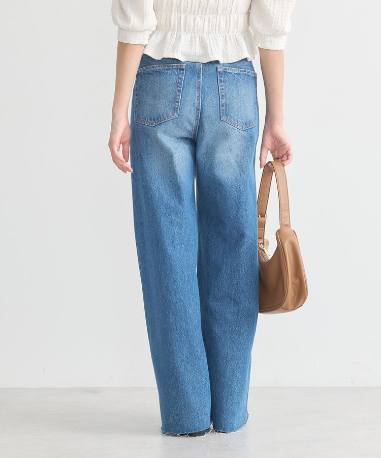 earth music&ecology「セルフカットワイドデニムパンツ」|デニム|