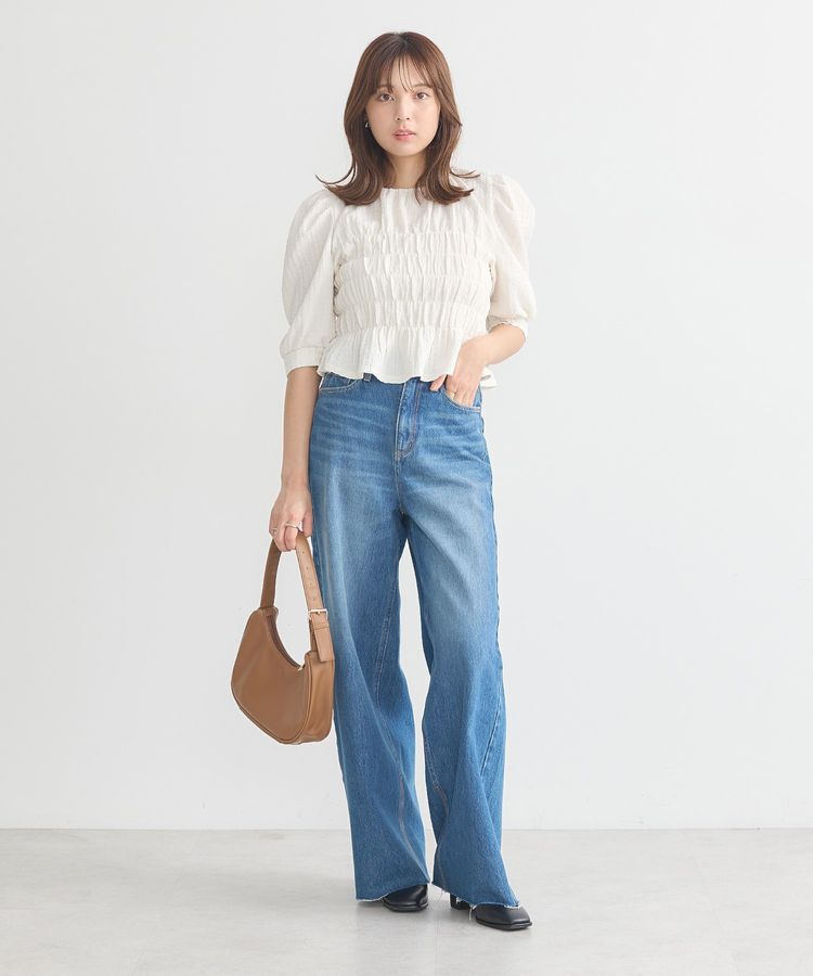 earth music&ecology「セルフカットワイドデニムパンツ」|デニム|