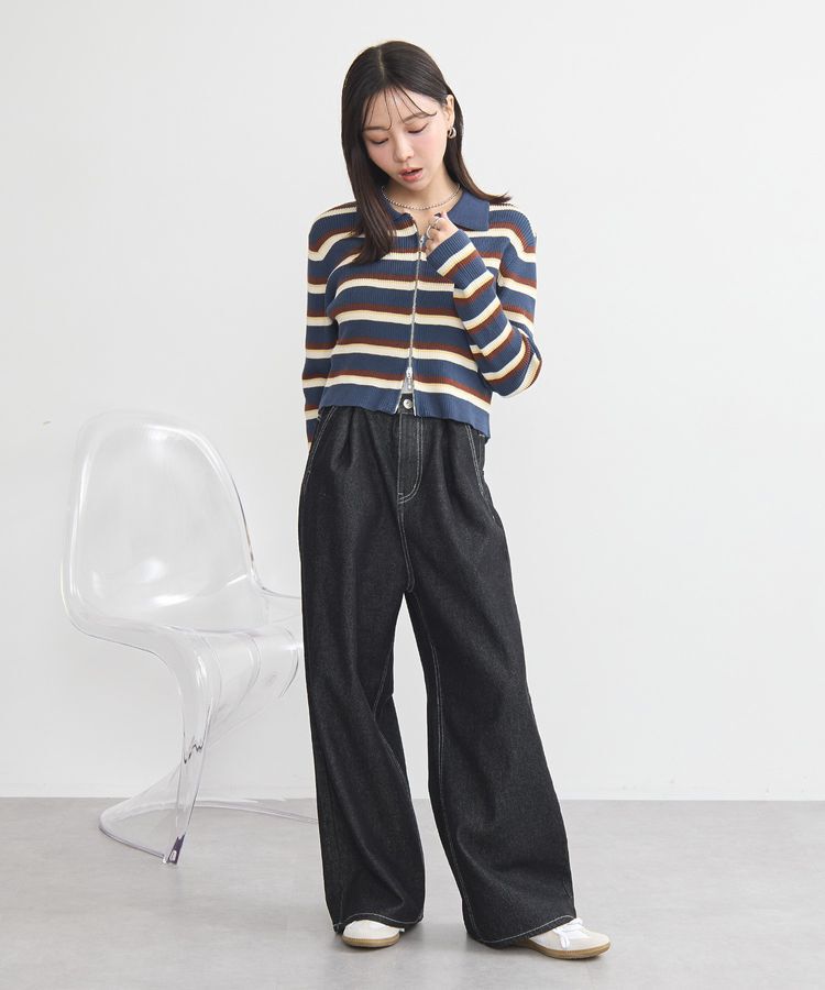 earth music&ecology「Wジップリブカーディガン」|カーディガン|