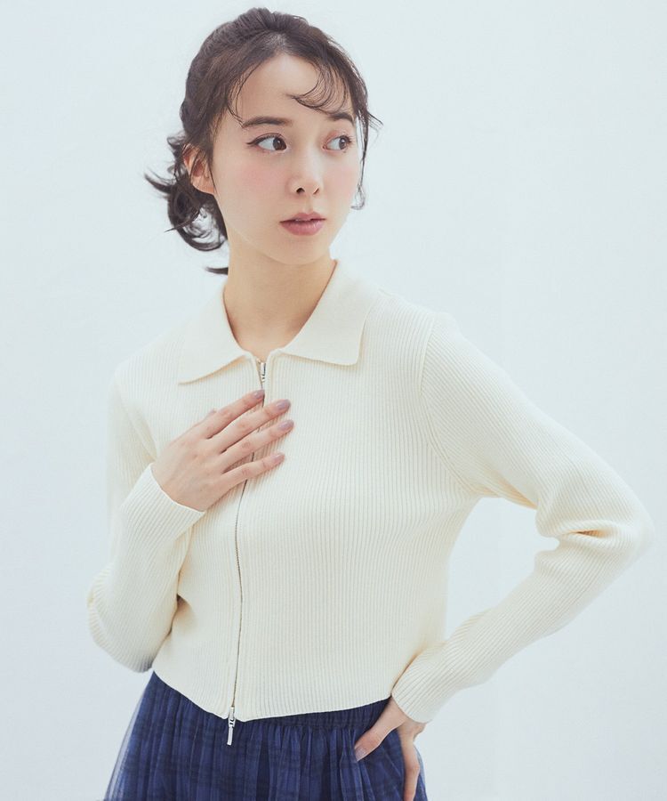 earth music&ecology「Wジップリブカーディガン」|カーディガン|