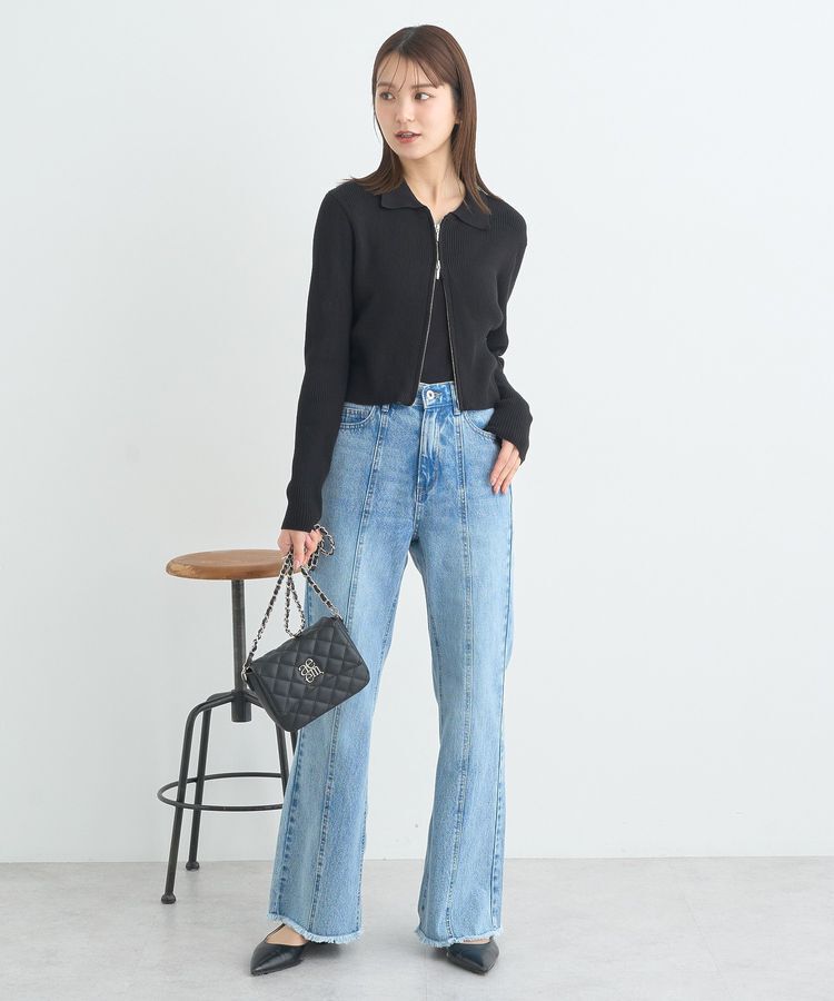 earth music&ecology「Wジップリブカーディガン」|カーディガン|