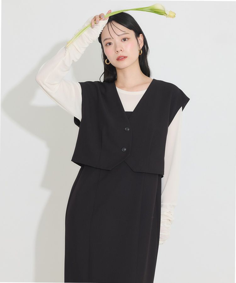 earth music&ecology「SET2点ベスト+キャミドレ」|ワンピース|Black