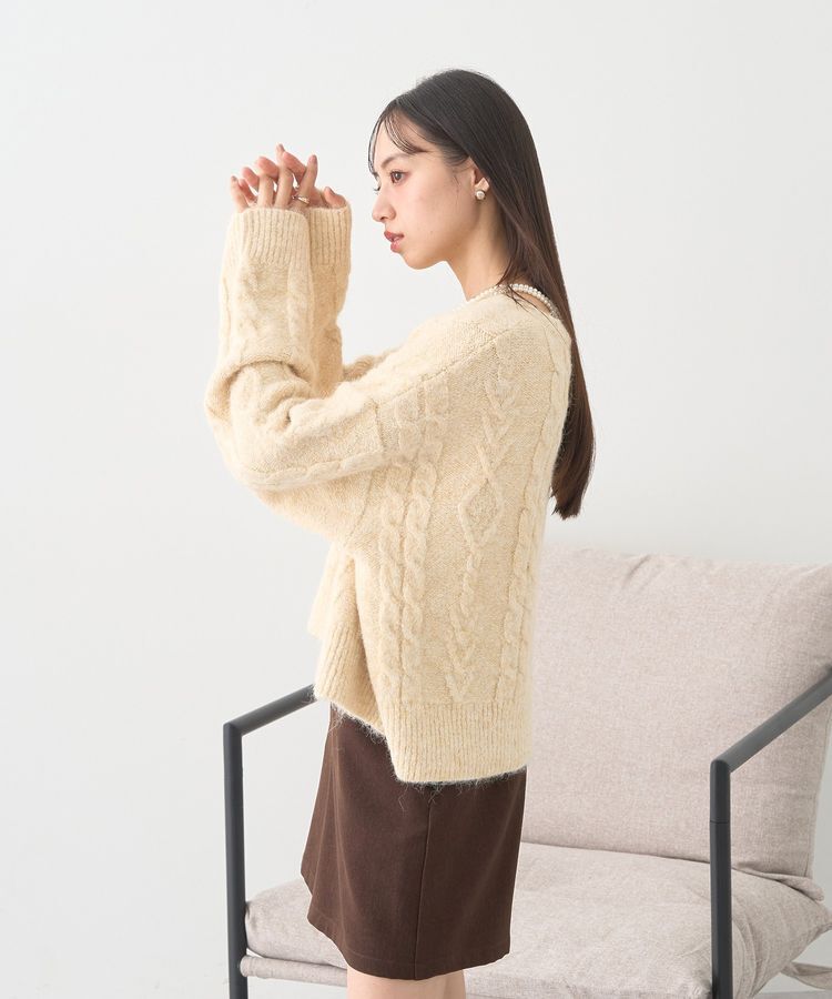 earth music&ecology「モヘヤタッチケーブルニットプルオーバー」|ニット・セーター|