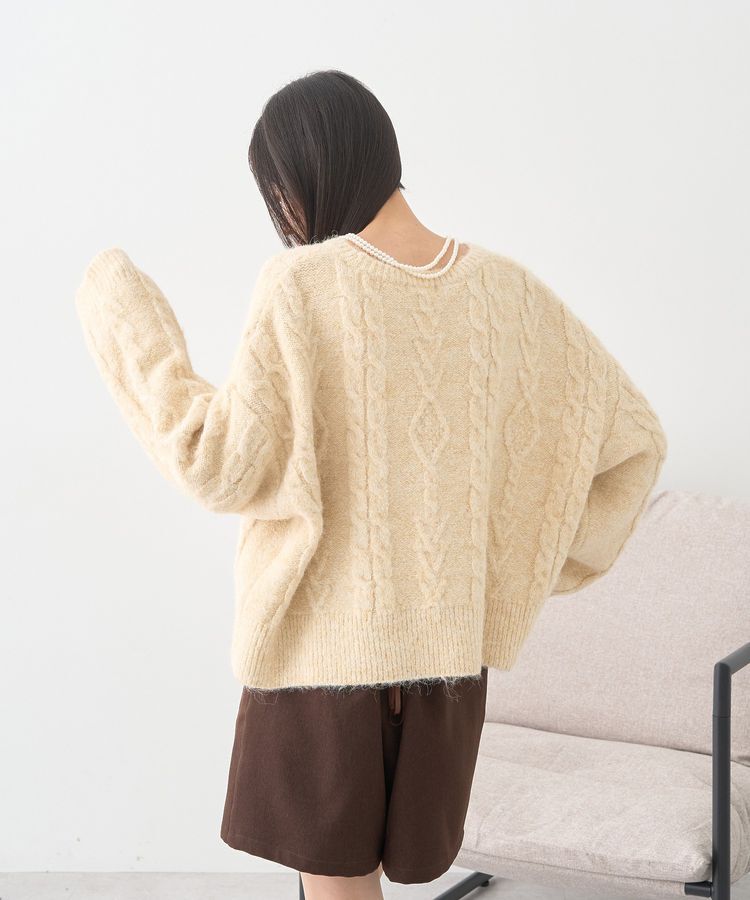 earth music&ecology「モヘヤタッチケーブルニットプルオーバー」|ニット・セーター|