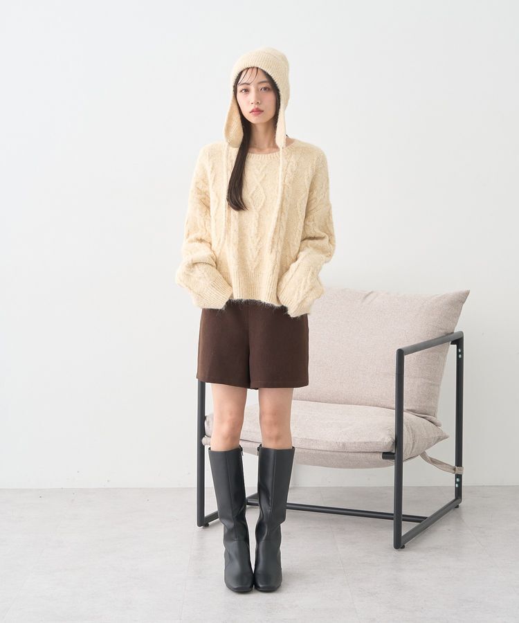earth music&ecology「モヘヤタッチケーブルニットプルオーバー」|ニット・セーター|