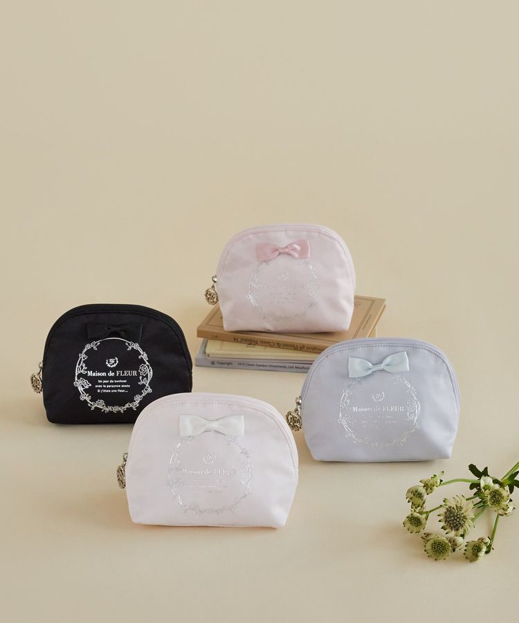 Maison de FLEUR「サテンリボンラウンドポーチ」|ポーチ|