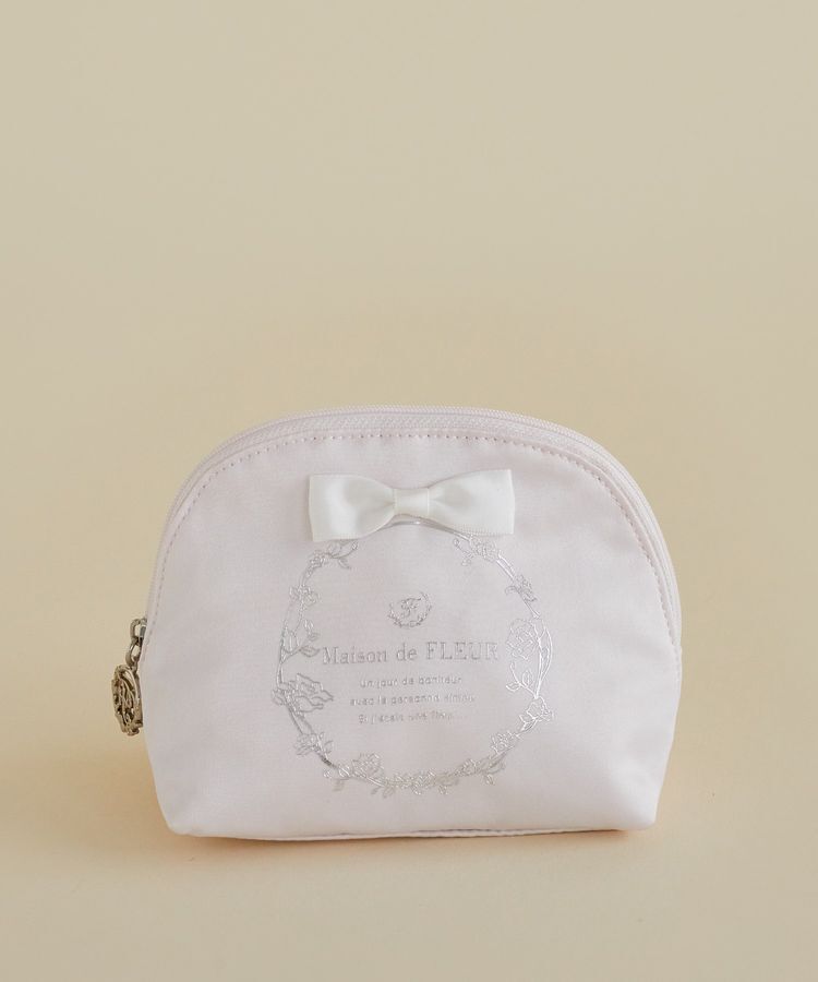 Maison de FLEUR「サテンリボンラウンドポーチ」|ポーチ|ライトピンク