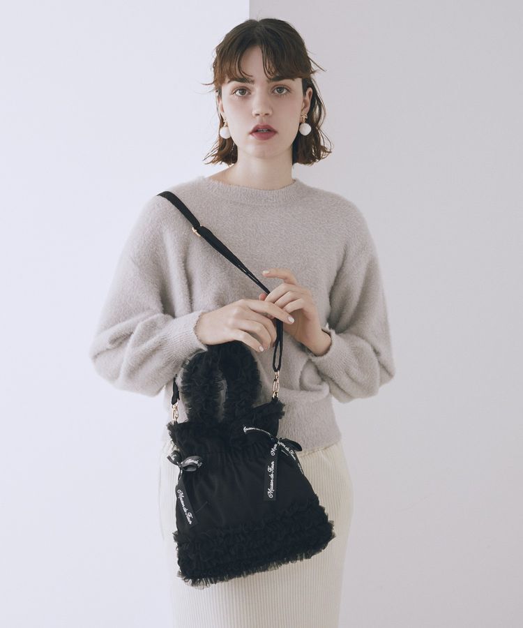 Maison de FLEUR「《一部店舗限定》チュールフリルダブルリボン2Wayトート」|トートバッグ|ブラック