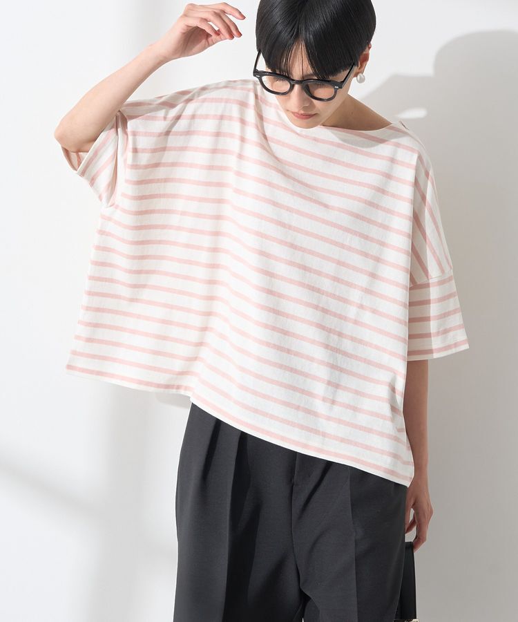 AMERICAN HOLIC「バスクボーダー半袖プルオーバー」|Tシャツ・カットソー|Pink