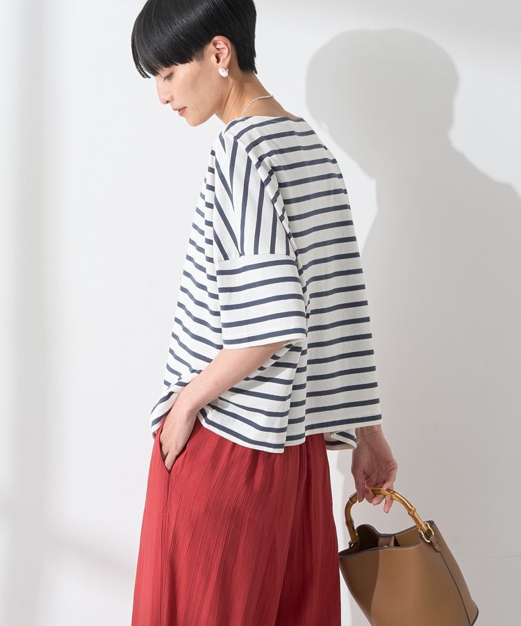 AMERICAN HOLIC「バスクボーダー半袖プルオーバー」|Tシャツ・カットソー|Navy