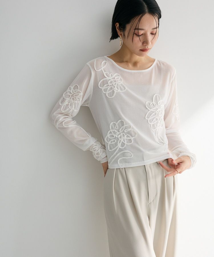 Green Parks「・ELENCARE DUE コード刺繍シアーロンT」|Tシャツ・カットソー|