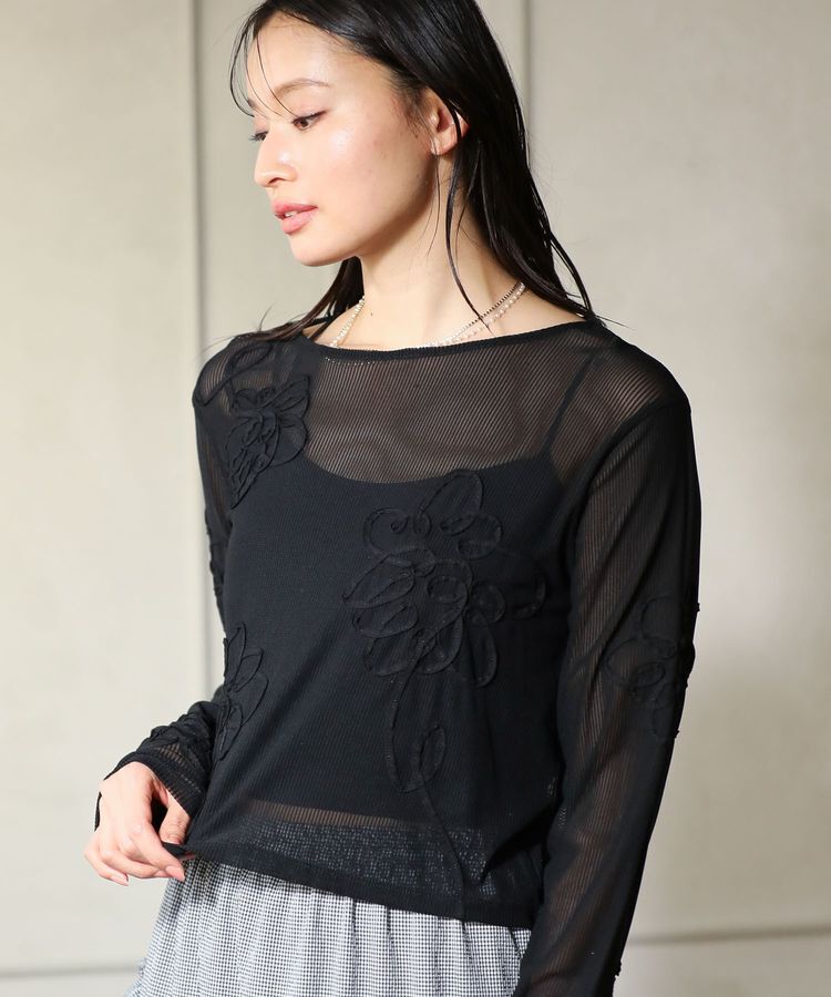 Green Parks「・ELENCARE DUE コード刺繍シアーロンT」|Tシャツ・カットソー|