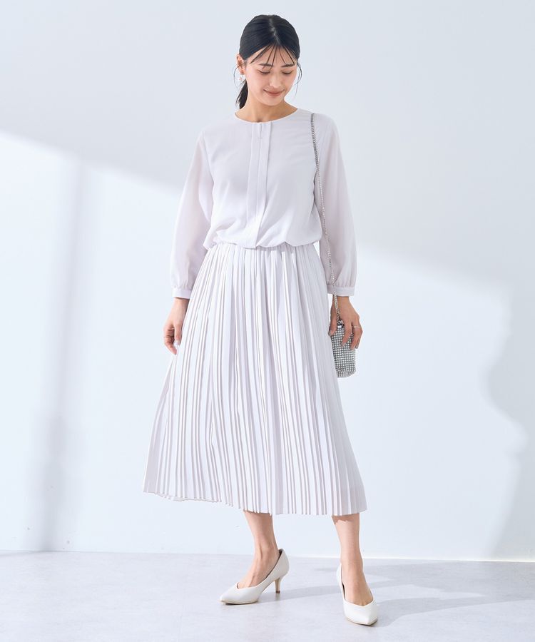 YECCA VECCA「ジョーゼットプリーツワンピース」|ワンピース|Light Gray