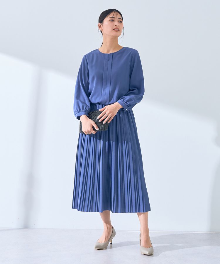 YECCA VECCA「ジョーゼットプリーツワンピース」|ワンピース|