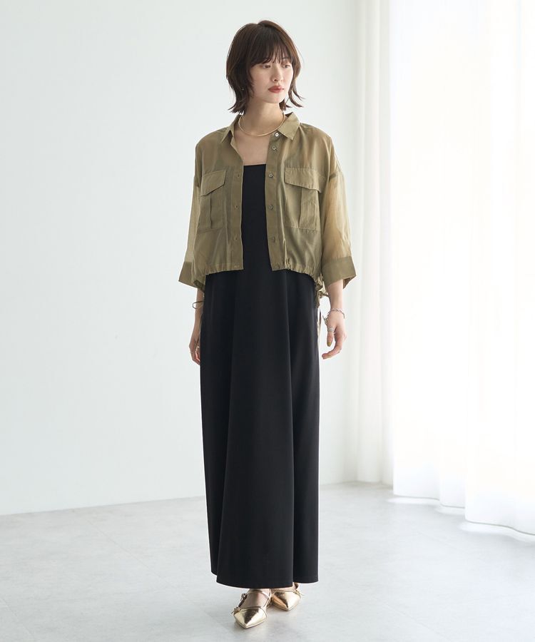 YECCA VECCA「【2点SET】シアーシャツ&times;Aラインキャミワンピース」|ワンピース|