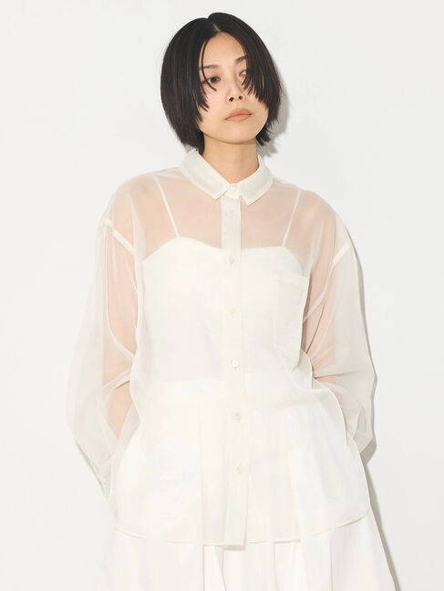GARAGE OF GOOD CLOTHING「オーガンジーオーバーサイズブラウス」|シャツ・ブラウス|White