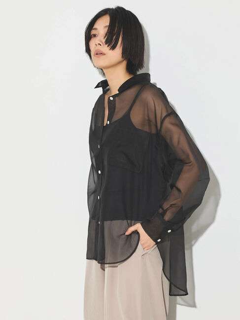 GARAGE OF GOOD CLOTHING「オーガンジーオーバーサイズブラウス」|シャツ・ブラウス|Black