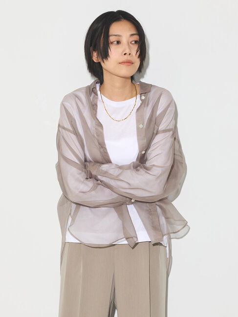 GARAGE OF GOOD CLOTHING「オーガンジーオーバーサイズブラウス」|シャツ・ブラウス|Mocha