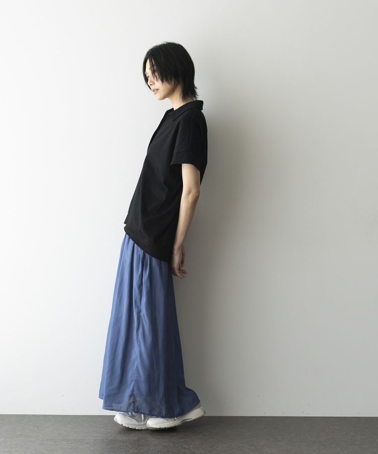 GARAGE OF GOOD CLOTHING「微光沢ギャザーロングスカート」|フレア|