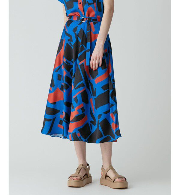 allureville「【セットアップ対応商品】ブロックキカプリントフレアスカート」|スカート|