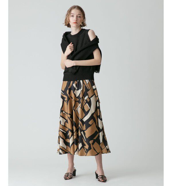 allureville「【セットアップ対応商品】ブロックキカプリントフレアスカート」|スカート|