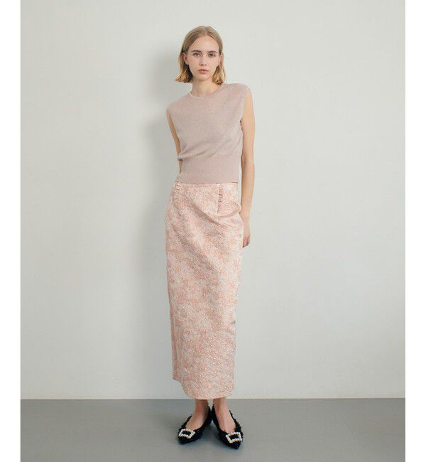 LOULOU WILLOUGHBY「【LOULOU WILLOUGHBY】ラメジャガードスカート」|タイト|ピンク